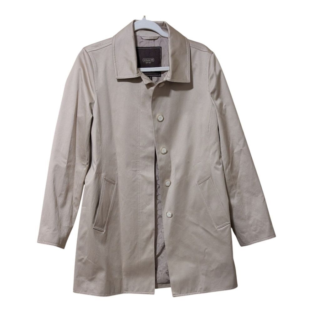 Coach Sateen walking coat signature classic trench overcoat utility size Medium